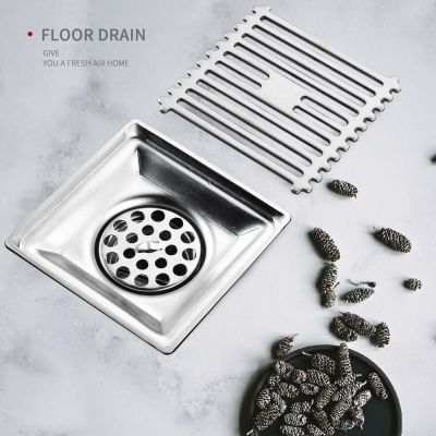 High Quality Square Shower Drain with 304 Stainless Steel Removable Cover Grate High Flow Floor Drains  by Hs2023