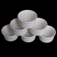 6Pcs White Porcelain Souffle Ramekins Desserts Custard Cups Baking Tools 4oz New