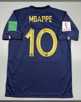 เสื้อบอล แฟนบอล ทีมชาติ ฝรั่งเศส เหย้า 2022-23 France Home พร้อมเบอร์ชื่อ 10 MBAPPE  อาร์มฟุตบอลโลก World Cup 2022