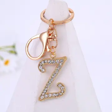Letter A Keychain Accessories Cute Crystals Keyring Initial Key Ring for  Women