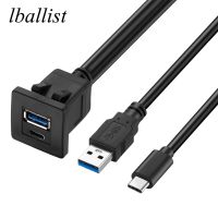 lballist USB3.0 Male to Female Type C 3.0 Male to Female Flush Mount Panel Extension Cable Shielded Clip-on Module