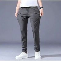 COD SDFERTREWWE seluar lelaki M-5XL Summer thin ice silk casual pants male Korean version of the trend of lace-up pants loose breathable quick-drying sports wild trousers