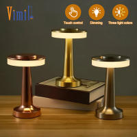 Vimite LED Retro Desk Light Tricolor Dimmable Wireless Night Lighting Touch Decorative Bedside Lamp Adjust Brightness Table Light Apply to Bar Cafe Hotel Study Bedroom