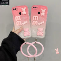 AnDyH New Design For OPPO A5S A7 A12 Case 3D Cute Bear+Solid Color Bracelet Fashion Premium Gradient Soft Phone Case Silicone Shockproof Casing Protective Back Cover