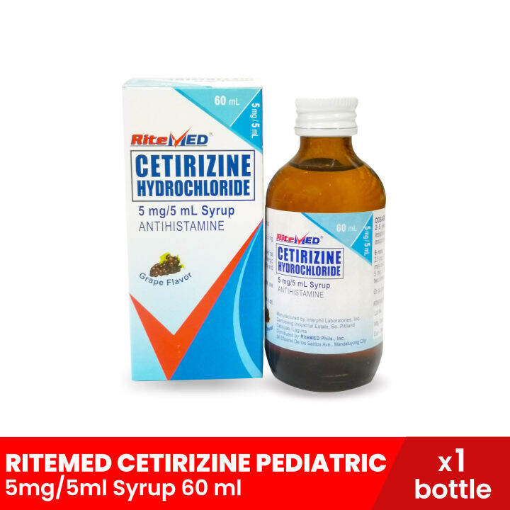 RITEMED Cetirizine Pediatric 5mg/5ml Syrup 60ml x 1 bottle (Relieve Allergy Symptoms), allergy