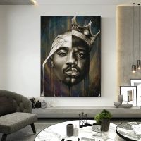 ใหญ่และ Tupac ภาพวาดสีน้ำมันรูปคนที่ทันสมัย2Pac โปสเตอร์และภาพพิมพ์ห้องนั่งเล่นจิตรกรรมฝาผนังตกแต่งบ้านไร้กรอบ Cuadro หรือกรอบด้านใน