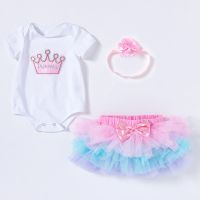 ชุด Romper + กระโปรง Tutu + ที่คาดผมสำหรับเด็กทารก