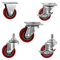 【CW】Red Plastic Rail Fixed Casters No Noise Universal Wheel With ke Small Cart Furniture Replacement Caster Hardware Accessories