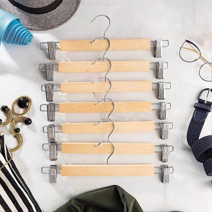 10-pack-wooden-skirt-hangers-with-adjustable-clips-non-slip-trouser-hanger-natural-finish-lotus-wood-pants-hangers-360