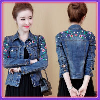 Denim Jacket with Embroidery Plus Size 5XL Floral Women Denim Coat Embroidery Short Basic Ladies Jean Jacket Slim Flower Outwear Jackets