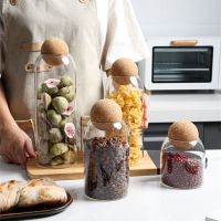Transparent glass storage jar of food-grade spherical cork high level caddy appearance coffee tea candy storage tank
