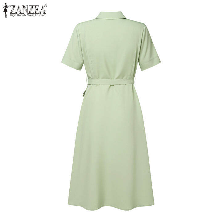 สินค้ามาใหม่-จัดส่งฟรี-fancystyle-zanzea-เสื้อเชิ้ตทรงเอไลน์แฟชั่นสำหรับสไตล์เกาหลีของผู้หญิง-ol-ทำงานชุดซันเดรสแบบเปิดคอปก-11