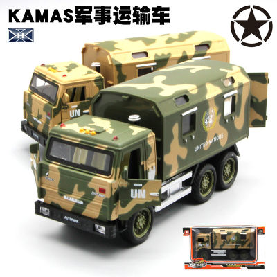 1:32 Karmas Military Transport Vehicle Alloy Model With Sound And Light Sound Effect Pull Back Car Childrens Toy Military