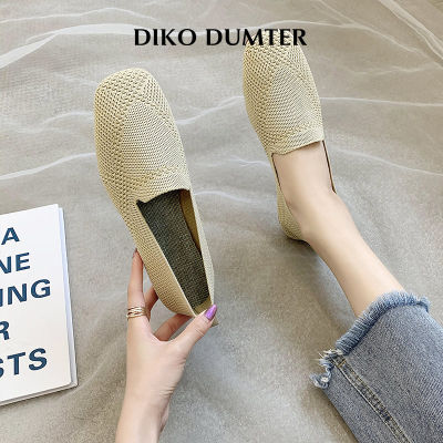 DikoDumter รองเท้าเรือหัวสี่เหลี่ยมขนาดใหญ่สำหรับผู้หญิงด้านล่างที่อ่อนนุ่มใหม่ฤดูร้อนรองเท้าส้นเตี้ยถัก
