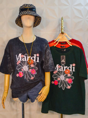 เสื้อยืด  ฟอกดอกไม้ Mardi  เนื้อผ้าดีใส่สบายผลิตจากไทยจัดส่งไวมีบริการเก็บเงินปลายทาง 😎🖤🚚🚚