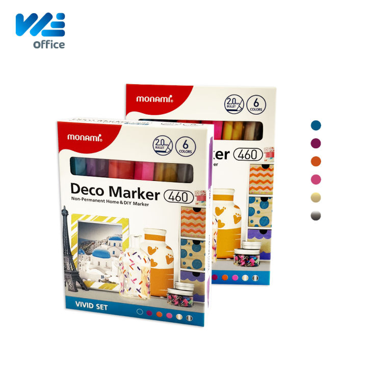 monami-โมนามิ-ปากกามาร์คเกอร์-รุ่น-deco-marker-460-ชุด-6-สี