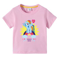 Rainbow Ponys Tops Tshirt With Light Boys Girls Lesure แขนสั้น Kid S Lesure 100% Cotton Summer BaBy