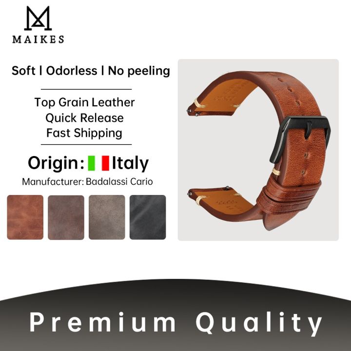 นาฬิกาข้อมือวินเทจแถบหนังสีแทนผักใน-tuscany-อิตาลี20มม-22มม-24มม-อุปกรณ์เสริมสร้อยข้อมือปลดอย่างรวดเร็วสายนาฬิกา-cardefa