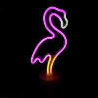 [Super bright bulb] LED Neon Lights Flamingo Shape Night Light Sign Lamp Battery USB Double Powered Nightlight For Indoor Christmas Wedding Birthday