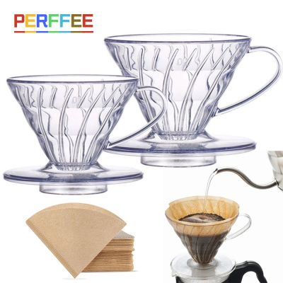 【High-end cups】 V60กาแฟ Dripper เรซิ่นกาแฟกรองสำหรับเทกว่าบาริสต้าชงกาแฟ V01 V02กาแฟช่องทางกรองถ้วย1-4Cups