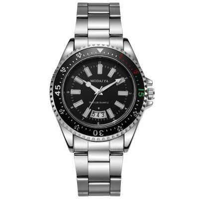 นาฬิกาควอตซ์สำหรับผู้ชายหน้าปัดใหญ่ปฏิทินเรืองแสงธุรกิจนาฬิกาแฟชั่นหรูหราสายเหล็กนาฬิกากีฬา