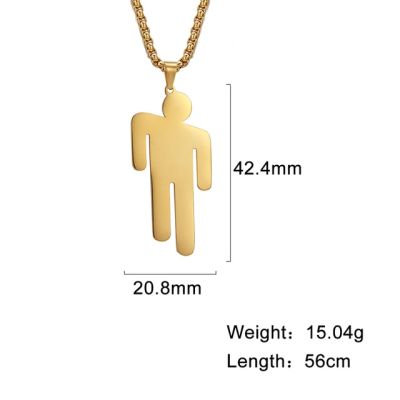 JDY6H New Trend Stainless Steel Gold Silver Color Box Chain Necklace for Men Simple Human Pendant Necklace Jewelry Party Gift