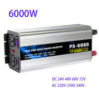 คุณภาพดีจอแสดงผลแอลอีดีแบบคู่เครื่องแปลงไฟ6000W DC 24V 48V 60V 72V ไปยัง AC 220V 230V 240V เพียวไซน์เวฟพร้อมฟังก์ชั่นสายชาร์จ AC และ UPS