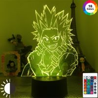 ❦ﺴ Boku no Hero Academia Kirishima Eijiro Anime Lights My Hero Academia 3D Led Color Changing Nightlights Lampara For Home Decor