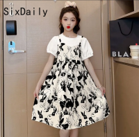 SixDaily สถาบันการศึกษาของสาวฤดูร้อนเสื้อสไตล์แขนสั้นปลอมชุดทูพีซ110-160 D0528