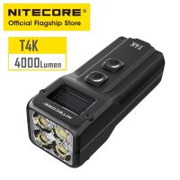 NITECORE พวงกุญแจไฟฉาย T4K 4000ลูเมนมือถือแบบพกพาชาร์จ USB-C ได้สว่างมากโคมไฟกุญแจอีดีซีฉุกเฉินพร้อมแบตเตอรี่