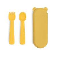 We Might be Tiny : Feedie Fork &amp; Spoon Set (with case) ช้อนซ้อม ซิลิโคน พร้อมที่เก็บ