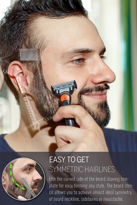 Transparent Beard Styling Template Stencil Beard Comb for Men Lightweight and Flexible Fits All-In-One Tool Beard Shaping Tool