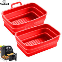 Studyset IN stock 2pcs Foldable Silicone Pot Reusable Rectangular Air Fryer Liner Microwave Oven Accessories With Handle