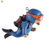 TAC Miniature Diver Figure With Clear Ball And Line Painted Resin Fish Tank Ornament