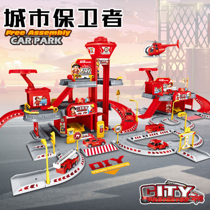 playset-สำหรับเด็ก-อาคารรถรถรางที่จอดรถของเล่นเด็กผู้ชาย2จิ๊กซอว์สองมิตินูน3-5ปี