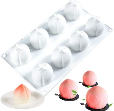 พิมพ์ซิลิโคน ลูกพีช 8 ช่อง (คละสี) 8 cavities Peach 3D อย่างดี จึงสามารถสัมผัสกับอาหารได้