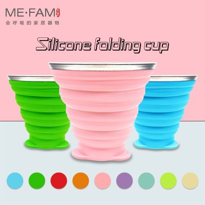 【jw】✾  New Hot 270ml Silicone Collapsible Cup Folding Camping With Lid Retractable Drinking Outdoor Sport