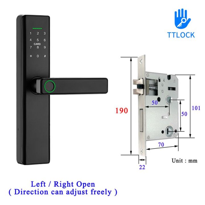 ttlock-รหัสผ่านบัตรลายนิ้วมือแอปรีโมทคอนโทรลสมาร์ทล็อคด้วยกุญแจ5050ลิ้นคู่