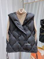 ZZOOI Janveny 2022 New Winter Loose Short Puffer Feather Vest Women Hooded Single Breasted 90% White Duck Down Lightweight Waistcoat