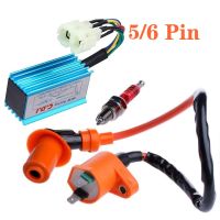 5Pin Motorcycle Racing AC CDI Ignition Box 6Pin Racing Performance CDI Ignition Coil Spark Plug For GY6 50CC 125CC 150CC moped