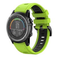 สำหรับ Garmin Fenix 3 Sapphire 26มม. ซิลิโคนกีฬาสองสีสายนาฬิกาข้อมือ (สีเขียวมะนาว + สีดำ)