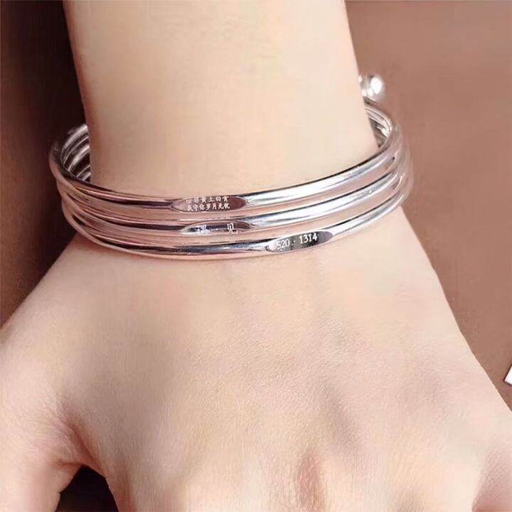 999-fine-silver-bracelet-female-junior-iii-contracted-students-three-times-sterling-bracelets-three-ring-bell-lettering