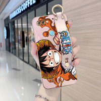 เคสใส่โทรศัพท์สำหรับ OPPO F11 F11โปร F5 F5บวก F5 F7เยาวชน F7 F9โปรการ์ตูน Lufei หัวเราะเคสโทรศัพท์สายรัดข้อมือ Electroplated หรูหราเคสป้องกันนุ่ม