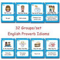 32Groups/Set English Proverb Idioms Sentences Kids Word Card English Falsh Card Children Learning Educational  Montessori Toys Flash Cards Flash Cards