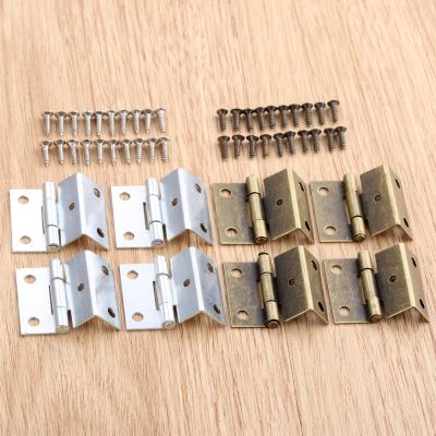 ☁✁ 4Pcs 25x15x12mm Cabinet Hinge Door Luggage Furniture Jewelry Wood Boxes Vintage Chinese Old Hinge Furniture Decoration