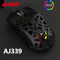 Ajazz AJ339 RGB Type-C เมาส์เล่นเกม12400DPI 6ปุ่มเซ็นเซอร์ PMW3327เมาส์ออปติคัลเมาส์แบบมีสายสำหรับพีซีแล็ปท็อปโน๊ตบุค