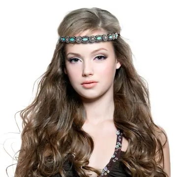Bohemian Pearl Rhinestone Hairband For Women Elastic And