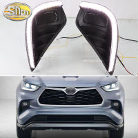 SNCN 2ชิ้น12V รถ DRL LED Daylights สำหรับ Toyota Highlander 2020 2021สีเหลืองสัญญาณเลี้ยวกลางวันไฟตัดหมอกอัตโนมัติ