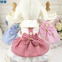 【คุณภาพสูง】Summer Pet Plaid Dress Tutu Skirt Wedding Dog Dress Pet Princess Dresses Fashion Dog Clothes for Small Dogs Yorkie XS-XXL