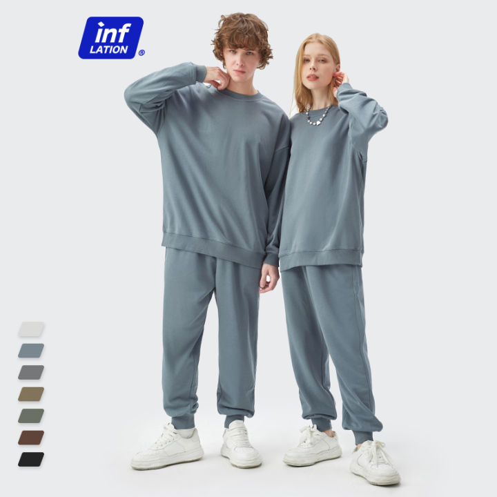 inflasi-pasangan-ชุดวอร์ม-pemadanan-สำหรับผู้ชายชุดวิ่งออกกำลังกายสีเทาเสื้อสเวตเตอร์ไม่มี2023สำหรับฤดูใบไม้ผลิ-besar-unisex